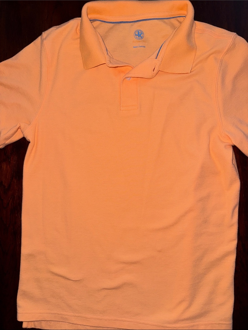 Boys orange sherbet, J khaki polo shirt